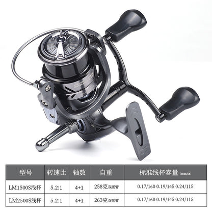 Metal Fishing Reel with Dual Grip for Light Tackle