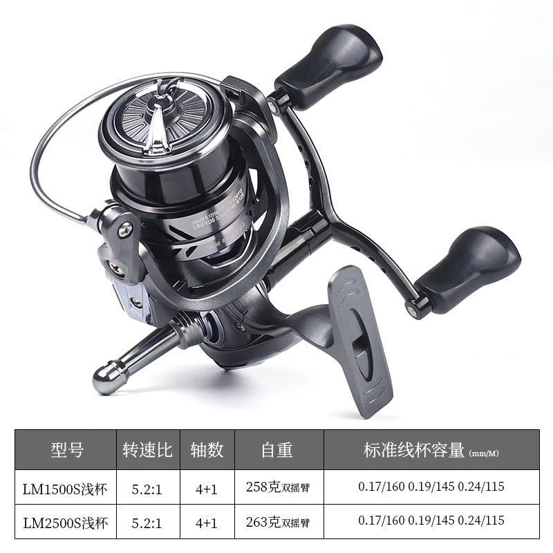 Metal Fishing Reel with Dual Grip for Light Tackle