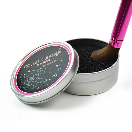Redesign makeup brush cleaner with a sleek container and cleaning solution for easy makeup brush maintenance.