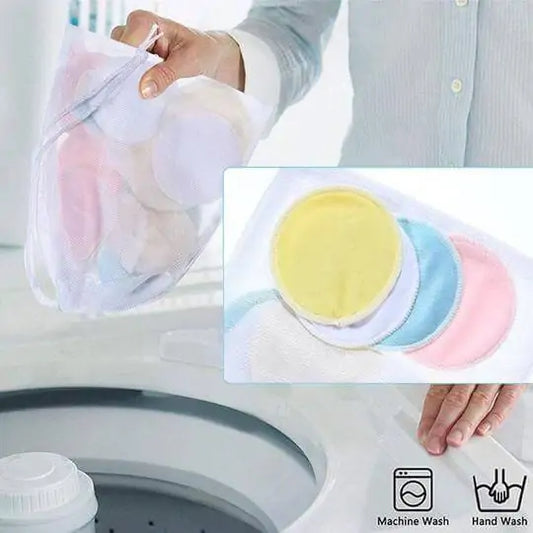 Redesign makeup pads arranged in a stack, soft cotton texture, ideal for gentle facial cleansing and makeup removal.